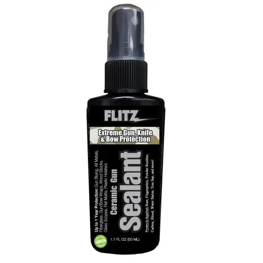 Flitz Gun Ceramic Sealant. Vysoce účinný přípravek s keramickou přísadou dlouhodobě ošetřuje a chrání povrch střelných zbraní i nožů. Nezanechává lesk na matném povrchu. Rozprašovač, objem 50 ml.